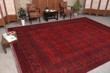 handmade Tribal Biljik Khal Mohammadi Red Black Hand Knotted RECTANGLE 100% WOOL area rug